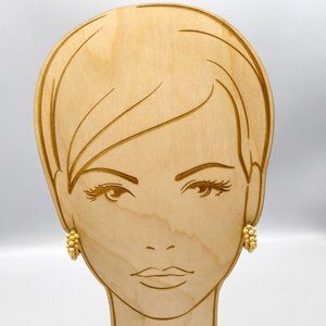 Vintage JayCraft Pearl Hoop Earrings, Champagne Triple Row Silver Tone Screw